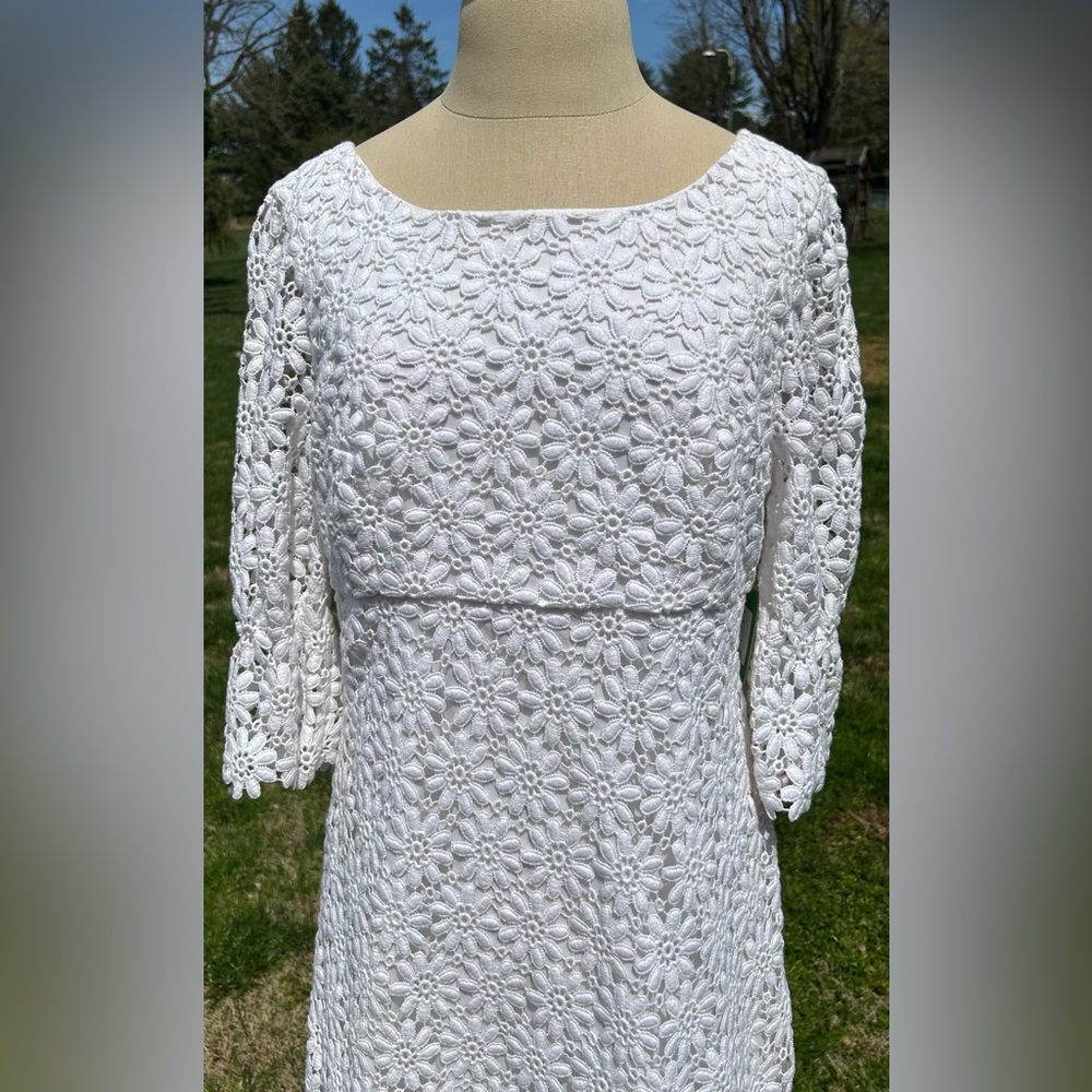 NWT Lilly Pulitzer Shayna White Floral Crochet Lace Dress Size 12 Knee-length